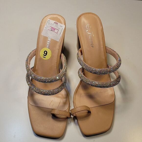 BRAND NEW FOREVER SLIPPERS   PEEP TOE DOUBLE STRAP GLITTER EMBROIDERY SANDAL - Picture 4 of 16